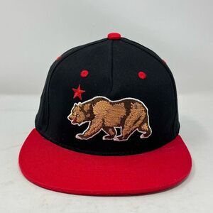 California Bear Baseball Cap Hat Snapback Adjustable Red Black Cotton Mens